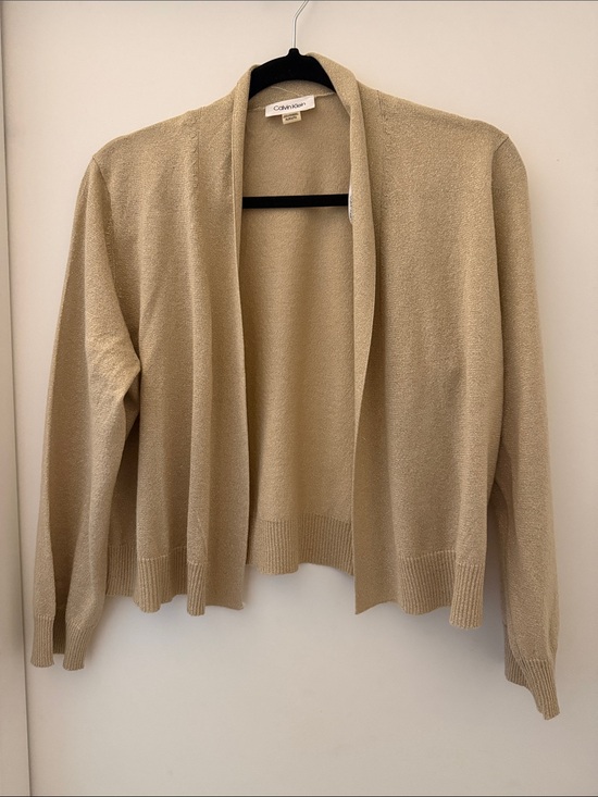 Calvin Klein Sweaters - Calvin Klein Women's Open-Front  Gold Shimmer Cardigan Sweater